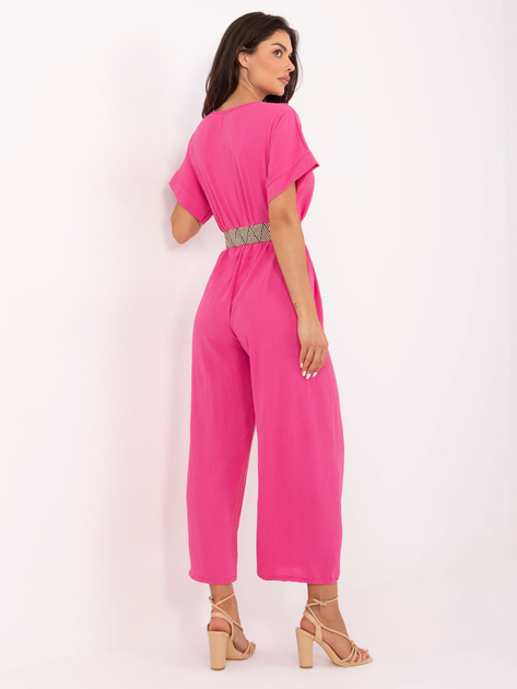 Hurt Ciemnoróżowy kombinezon z kopertowym dekoltem