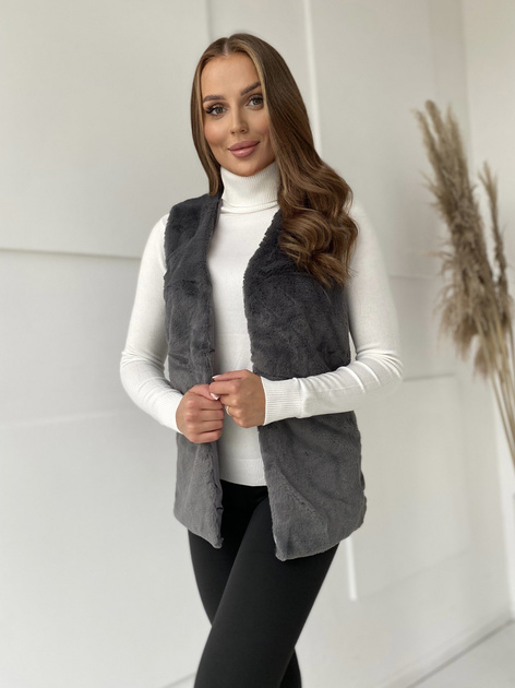 Grafitowa kamizelka futrzana damska Loxxley