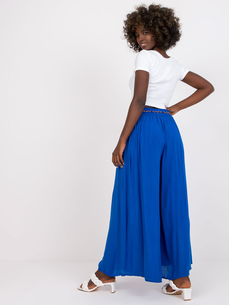 Ciemnoniebieskie szerokie spodnie z materiału z wysokim stanem Surie OCH BELLA