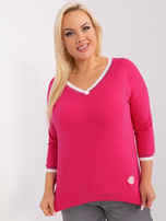 Hurt Fuksjowa gładka bluzka plus size ze ściągaczami