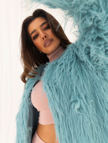 Hurtownia Miętowa futrzana kurtka z kieszeniami