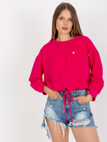 Großhandel Fuchsie Kapuzenlose Sweatshirt mit Bündchen RUE PARIS.