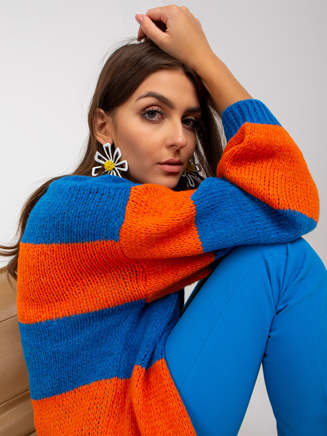 Hurt Niebiesko-pomarańczowy kardigan z szerokim rękawem OCH BELLA
