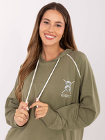 Khaki dresowy komplet z cyrkoniami 