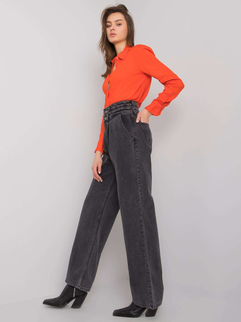 Ciemnoszare szerokie jeansy z wysokim stanem Shelburne