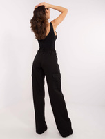 Hurt Czarne długie spodnie cargo z prostą nogawką 