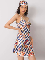 Biało-granatowa damska koszula nocna z regulowanymi ramiączkami 