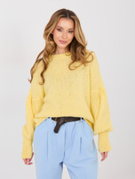 Pastelowy żółty damski sweter oversize 