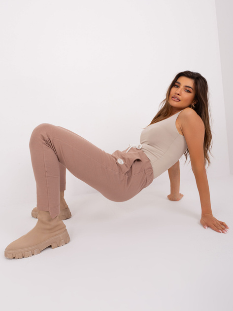 Hurt Ciemnobeżowe spodnie dresowe z troczkami