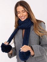 Granatowy długi szal damski