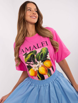 Hurtownia Różowy t-shirt oversize z napisem Lemon