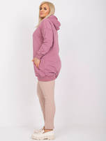 Brudnoróżowa dresowa bluza plus size z kapturem Luna