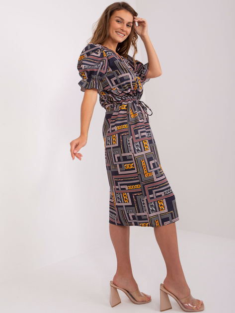 Hurt Grafitowa prosta sukienka z printem z wiskozą