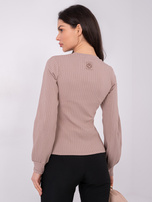 Ciemnobeżowa bluzka w prążek RUE PARIS  