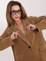 Camelowa jednorzędowa marynarka z sztruksu RUE PARIS 