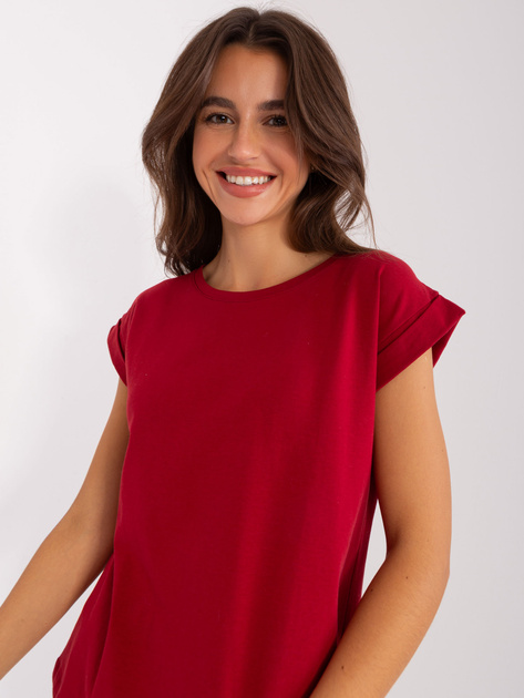 Hurt Bordowy bawełniany t-shirt damski BASIC FEEL GOOD