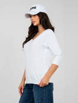 Biała bluzka basic z dekoltem na plecach RUE PARIS 