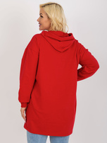 Hurtownia Czerwona dłuższa bluza plus size z napisami