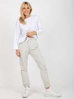 Hurt Jasnoszary trzyczęściowy komplet casualowy z bluzką