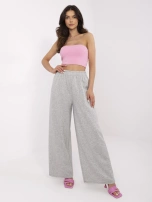 Gray melange basic pants without pockets.