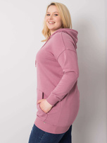 Brudnoróżowa dresowa bluza plus size z kapturem Luna
