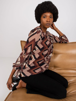 Braun-beige Bluse mit Druck Virginia.
