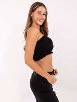 Czarny damski crop top z wiskozy 