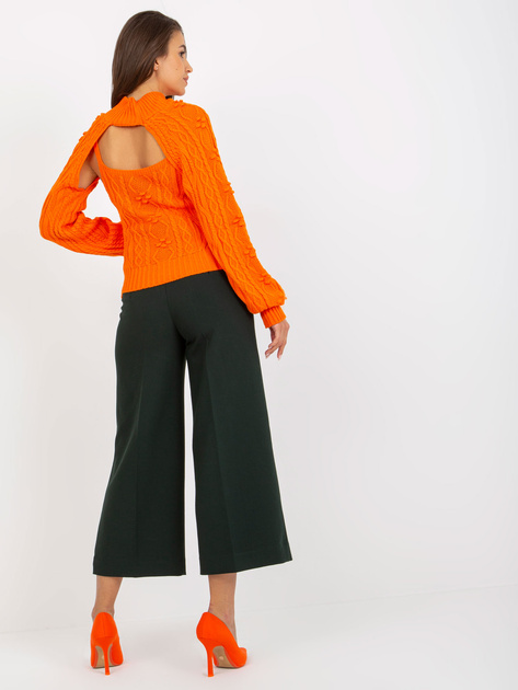 Hurt Pomarańczowy dzianinowy komplet z krótkim swetrem i topem