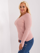 Hurt Jasnoróżowy damski sweter plus size z wiskozą
