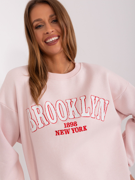 Hurt Jasnoróżowa dresowa bluza oversize z napisem