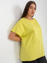 Hurtownia Jasnolimonkowy damski t-shirt plus size o luźnym kroju