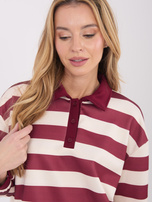 Bordowa damska bluza z guzikami przy dekolcie