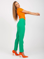 Hurt Zielone elegacnkie spodnie z materiału z prostą nogawką