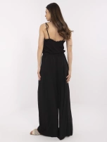 Black women's palazzo pants made of viscose.