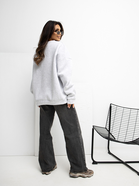 Jasnoszara bluza z okrągłym dekoltem RUE PARIS