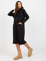 Hurt Czarna midi sportowa sukienka basic z kieszeniami  