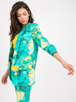 Turkusowa prosta marynarka damska w printy