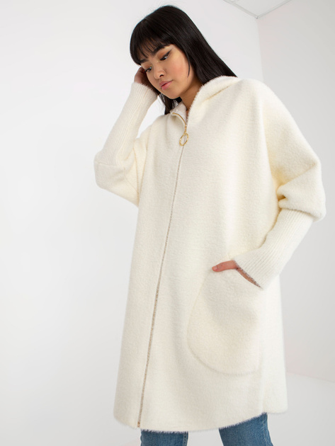 Hurtownia Ecru damski płaszcz alpaka z dodatkiem wełny