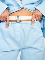 Pastelowe niebieskie bawełniane spodnie z nogawką 7/8