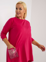 Hurt Fuksjowa długa bluzka plus size z kieszeniami