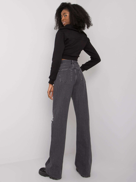 Czarne proste jeansy z dziurami Crystal RUE PARIS