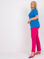Tamsiai mėlyna juostuota bluzonė plus size Stella.