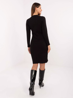 Černé bavlněné basic šaty pruhované RUE PARIS.