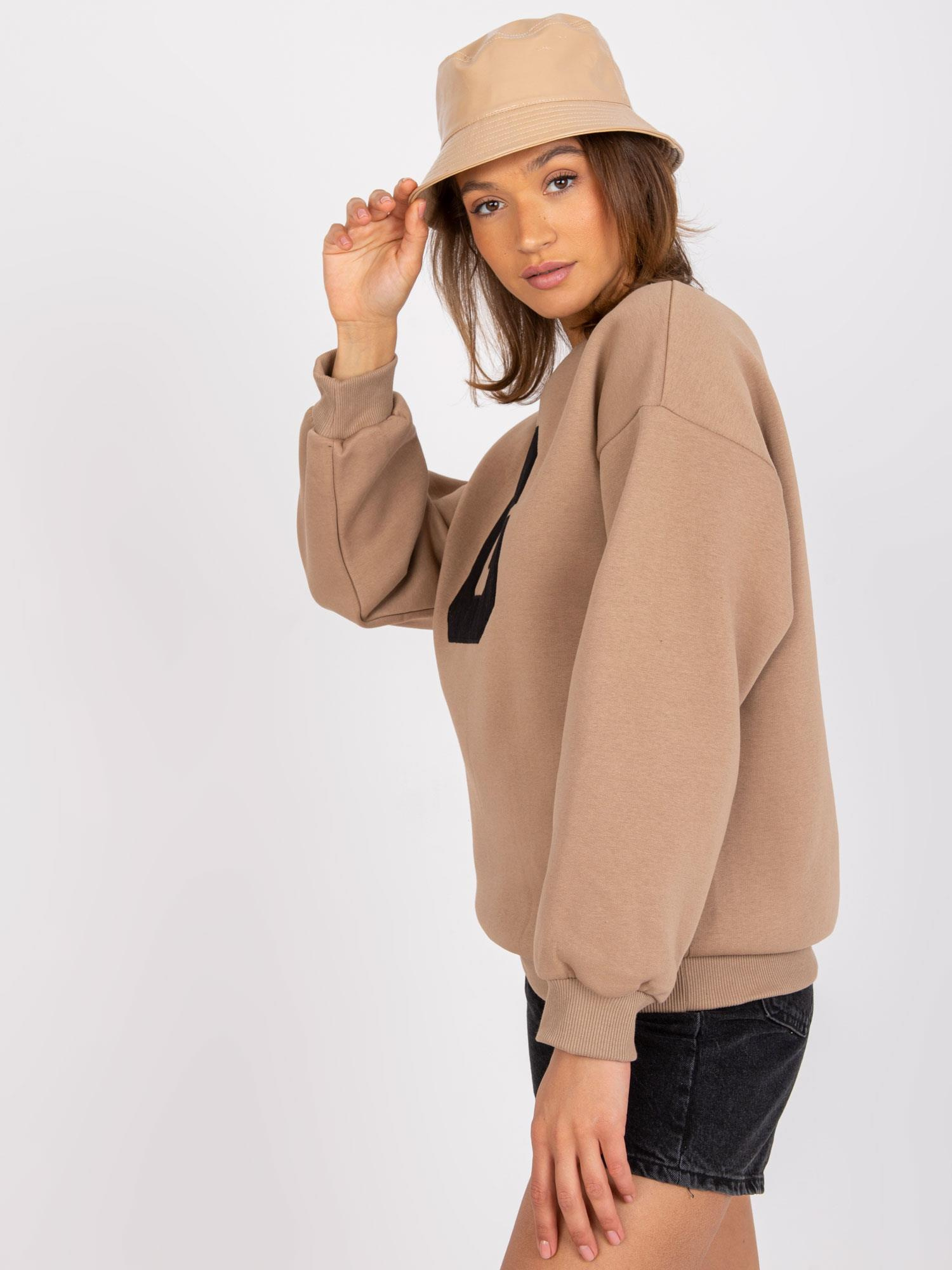 Ciemnobeżowa damska bluza dresowa oversize Severine 