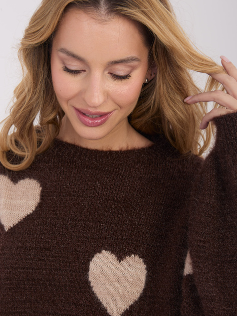 Brązowy damski sweter z domieszką moheru