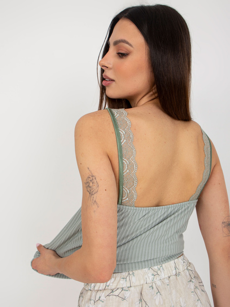 Hurt Khaki prążkowana piżama z szortami i topem