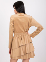 Ciemnobeżowa bluzka welurowa z długim rękawem Kigali