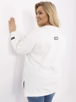 Ecru damska bluza plus size z rozcięciami