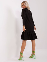 Hurtownia Czarna codzienna sukienka z falbaną