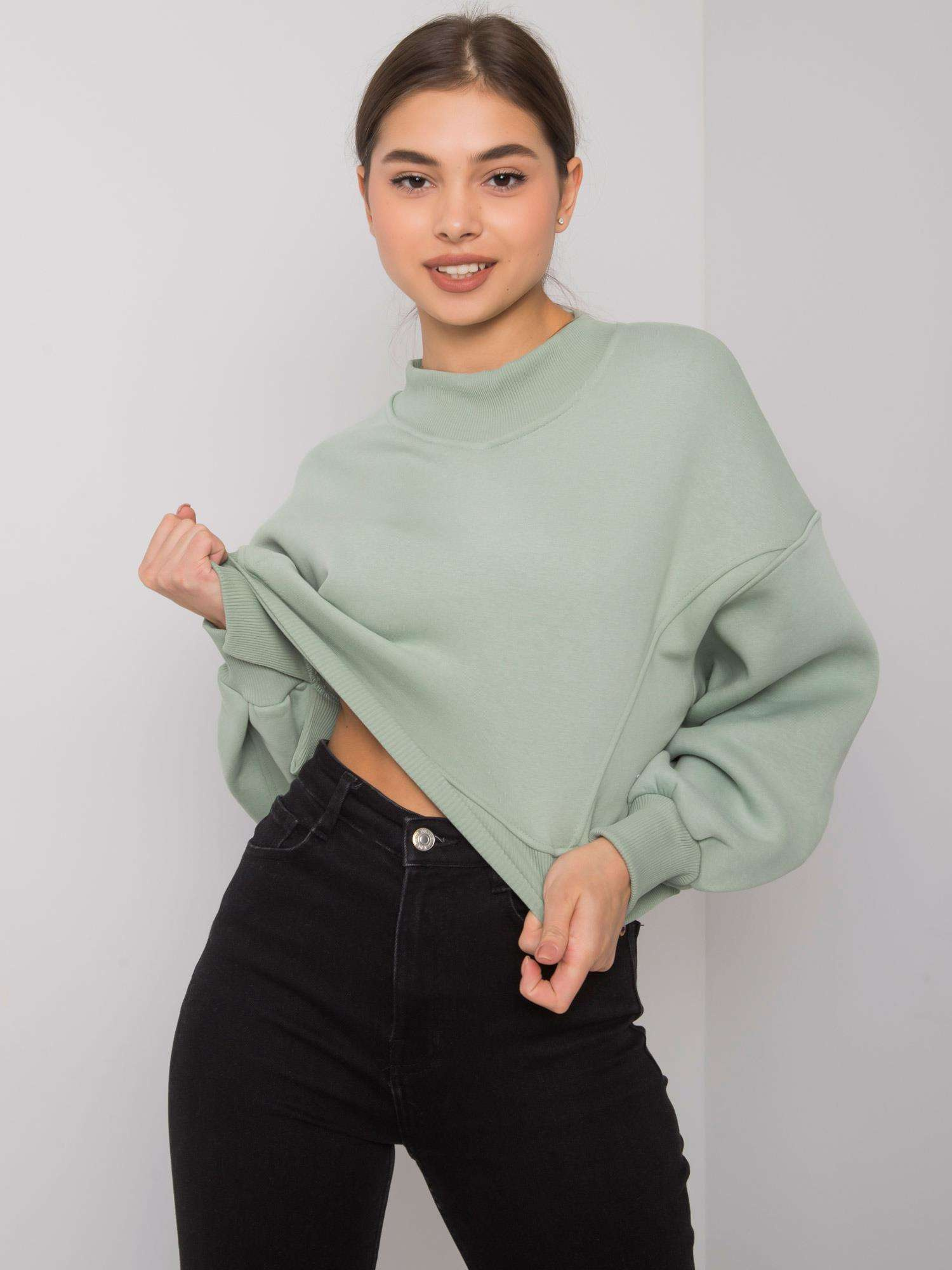Pistacjowa bluza bez kaptura Thilde 